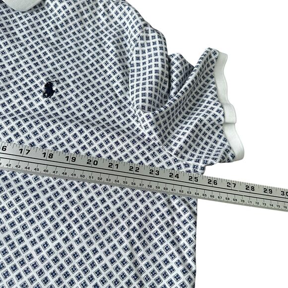 Polo Ralph Lauren Polo Shirt Men’s 2XL XXL White Blue Interlock Floral Geometric - Picture 8 of 10
